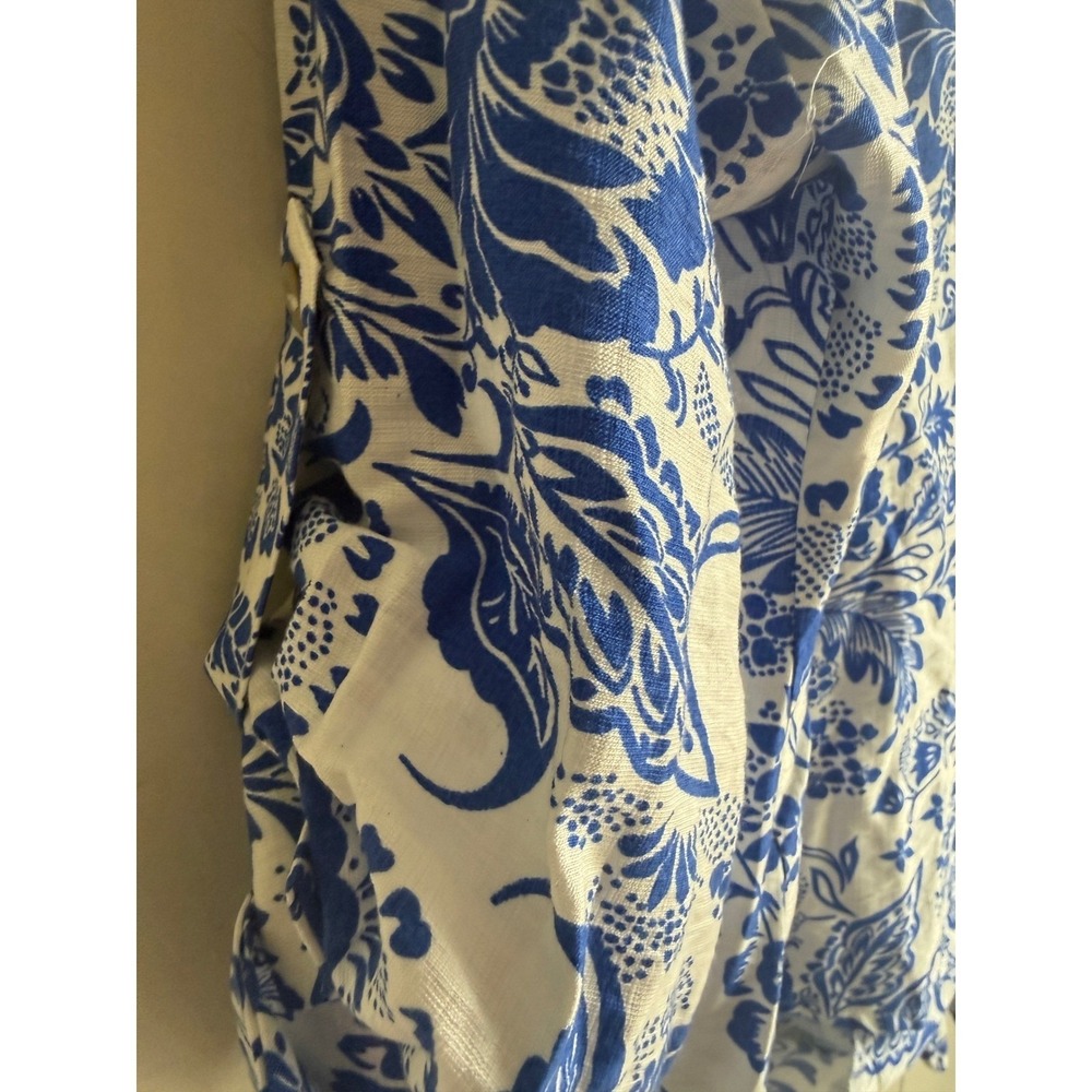 Calessa Blue White Floral Chintz Tie Front Button Shirt SM25B10 Womens Large NEW - Picture 10 of 10